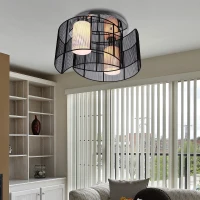 HomCom candelabru 2 lumini, abajur semiluna Φ40 x 25cm(m-2)