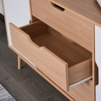 Homcom Mobilier Dulap cu Usi Basculante Comoda Design Nordic Lemn Stejar Alb 145 x 30 x75 cm(m-5)