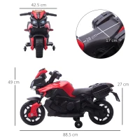 HOMCOM Motocicleta electrica cu faruri si claxon, 3 km/h, pentru copii 18-48 luni, Rosu(m-3)