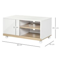 HOMCOM Carucior Suport TV cu 1 Usa si Compartimente Deschise, Dulap pentru TV pana la 42 "(m-3)