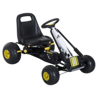 Homcom Go Kart Copii – Pedale, Design Negru & Galben(m-1)