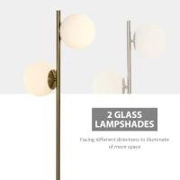 HOMCOM lampa de podea cu 2 abajururi, 35x35x165 cm, aurie(m-4)