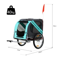 PawHut Rimorchio per Bicicletta per Animali Domestici Ruota 50 cm Impermeabile Azzurro Grigio(m-3)