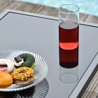 Outsunny Set de Gradina 4 bucati cu Masuta de cafea, 2 Scaune si o Panca in Metal, Negru(m-6)