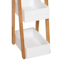 HOMCOM Mobilier Baie cu economisire spatiu Raft cu 3 etajere din MDF si bambus alb(m-9)