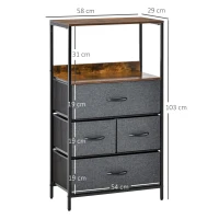 HOMCOM comoda cu 4 sertare pliabile, 58x29x103cm(m-3)