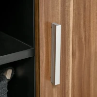 HOMCOM Mobilier TV Modern cu 2 Rafturi, Gauri cablu si 2 Dulapioare in PAL 105x40x55cm Negru-Maro(m-9)