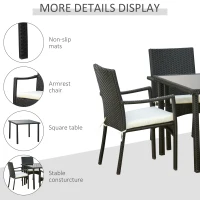 Outsunny Set 4 Scaune de Gradina si Masa cu blat d Sticla Mobilier Ratan PE(m-5)