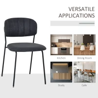 HOMCOM Set de 4 Scaune moderne Capitonate si Stivuibile, din Tesatura si Metal Gri(m-7)