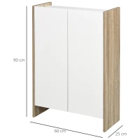 HOMCOM Dulap modern cu 2 usi 2 parti de spatiu interior alb culoare stejar(m-3)