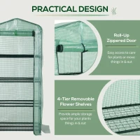 Outsunny sera gradina cu 4 rafturi, 70x50x160cm, verde(m-4)