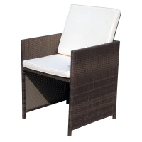 Outsunny Set Mobilier PE Rattan Masa de Pranz, 4 Scaune si 4 Taburet cu Perne,Maro(m-7)