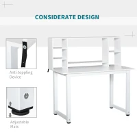 HomCom birou cu rafturi, lemn, 120x60x125 cm, alb(m-4)