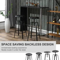 HOMCOM Set de 2 Scaune de Bar Inaltime Reglabila si Suport pentru Picioare, Stil Industrial(m-6)