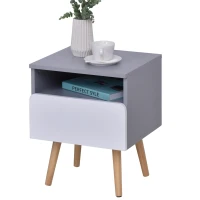 HOMCOM Noptiera cu 1 Sertar detasabil Raft larg plan picioare ridicate din pin(m-1)