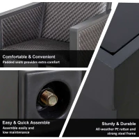 Outsunny Salon de Gradina cu Canapea de Exterior din Ratan Set 4 Buc Gri(m-6)