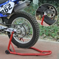 HomCom Cavalletto Supporto per Moto Posteriore Con Doppio Tipo di Accessori in Acciaio, Rosso(m-2)