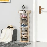 HOMCOM Dulap pentru Pantofi din Lemn 6 pantofi cu Raft de depozitare 32x30x104cm(m-2)