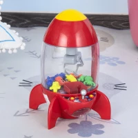 HOMCOM joc- prinde Papusa pentru copii 3-8 ani forma racheta muzica lumini rosu(m-2)