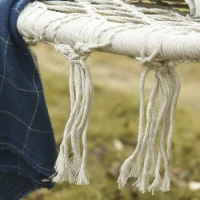 Outsunny Hamac Balansoar pentru Gradina si Casa cu 2 Locuri din Macramé Alb Crem, Fără Pernă(m-9)