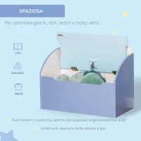 Homcom Cutie Depozitare Jucarii + Banca Albastru pentru Copii(m-5)