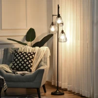 HOMCOM Lampa de podea Lampă cu picior Design vintagecindustrial din metal culoare negru(m-2)