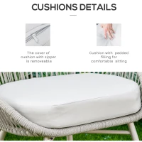 Outsunny set 3 piese, 1 masa si 2 scaune pentru exterior, crem(m-5)