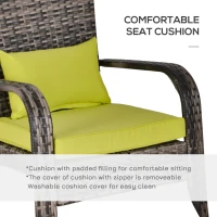 Outsunny Scaun de Gradina si de Exterior din Ratan cu Cotiere si Perne Gri(m-6)