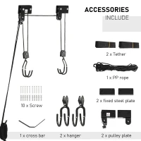 HOMCOM Palan pentru Caiac Sistem cu Scripete, Carlige, Sarcina max. 50kg, din Otel PP(m-8)