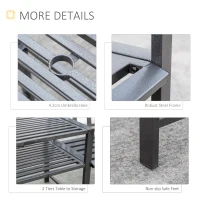 Outsunny Set 2 Scaune cu Masuta de cafea si gaura pentru Umbrela in metal, Negru(m-5)