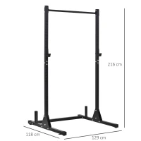 HOMCOM Suport pentru Haltere cu Inaltime Reglabila pe 32 Niveluri de 26-196cm Statie Fitness din Otel - Negru(m-3)