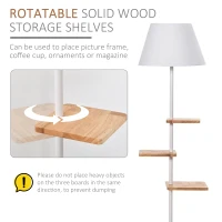 HOMCOM Veioza de podea cu Raft pivotant si Baza de Marmura Alba 38x38x155cm(m-5)