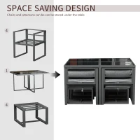 Outsunny Set cu Masa 4 Scaune şi 4 Taburete de Gradina din Aluminiu Gri(m-5)