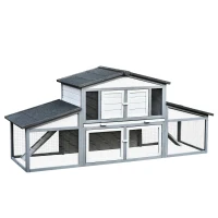 PawHut Cusca pentru iepuri pentru Exterior din Lemn pentru 2-3 Iepuri sau Rozatoare Alba(m-1)