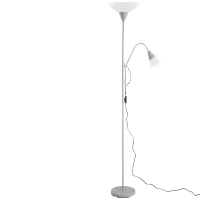 Homcom Lampada da Terra con 2 Paralumi con Collo Flessibile in Acciaio Lampadine E27 E14 Ф28 x 179.5cm(m-4)