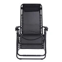 Outsunny Sezlong Scaun Pliabil din Textilen, Negru, 90x65x110cm(m-4)