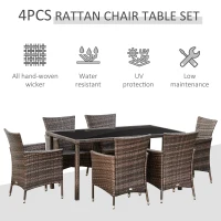 Outsunny Set Mobilier de Exterior cu 1 Masa si 6 Scaune de Gradina din PE Rattan(m-5)