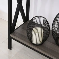 HOMCOM Masa Consola Stil Industrial cu 3 Rafturi, Gri si Negru(m-10)