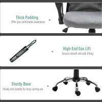 Vinsetto Fotoliu de Birou din Material Textil Gri Rotativ si Ergonomic(m-7)