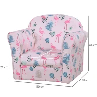 Homcom Fotoliu pentru Copii 3-6 ani Captusit cu Spuma de Cauciuc Fantezie Flamingo Roz(m-3)