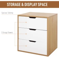HOMCOM Dulap din lemn cu 3 sertare moderne pentru Casa si Birou(m-4)