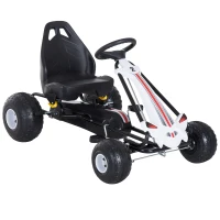 HOMCOM Go-Kart cu Pedale pentru Copii, Alb si Negru(m-1)