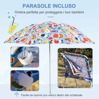 Outsunny Scaun Pliabil pentru Copii cu Umbrela Parasolar pentru Mare si Camping(m-4)
