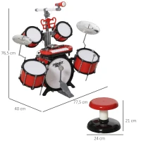 Homcom Set Toba Copii – Rosu, cu Microfon & Efecte Sonore(m-3)