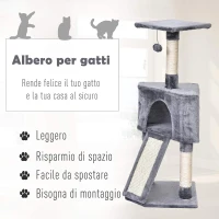 PawHut Ansamblu pana la 5 kg, Franghie Sisal, Gri 40x40x98cm(m-7)