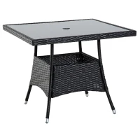 Outsunny Set Mobilier de Pranz de Extern in PE Rattan Masa cu 4 Sedie, Maro(m-8)