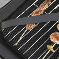 Outsunny Brazier de Gradina cu Capac pentru Arestarea Scanteilor si Grila pentru Gratar(m-9)