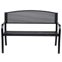 Outsunny Banca de exterior din otel, negru, 127x60x85cm(m-7)