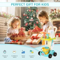 HOMCOM Set Curatenie Jucarie pentru Copii 3-6 Ani cu Carucior Mop Galeata(m-7)