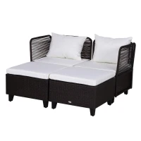 Outsuny Set Mobilier pentru Extern in PE Rattan Fotolii cu Perne si Taburet Maro(m-3)